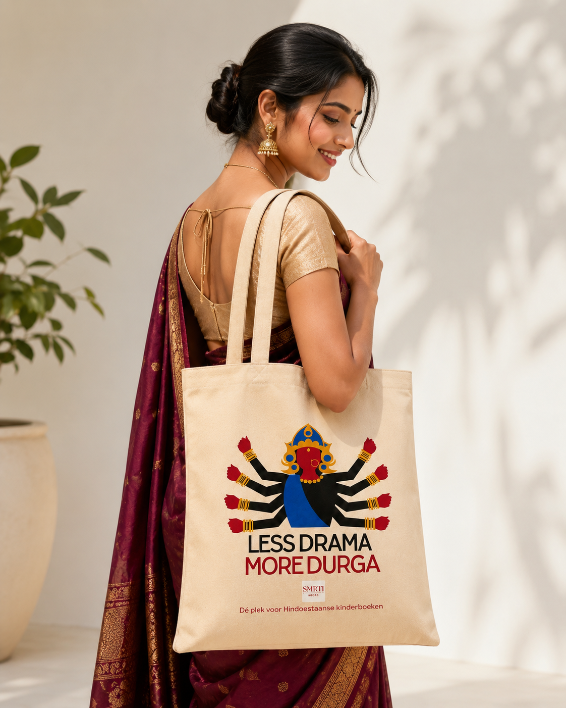Less Drama - More Durga katoenen tas